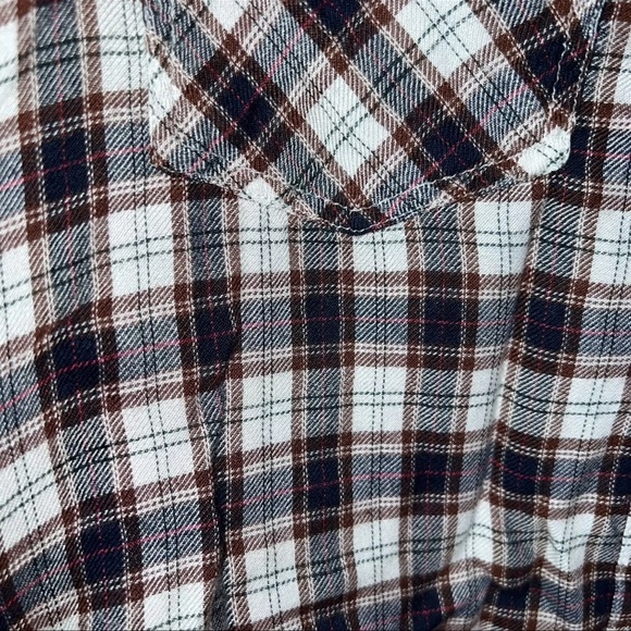 Lucky Brand Top Women Medium Shirt Plaid Flannel Button Down Slit Back Soft - Picture 8 of 8
